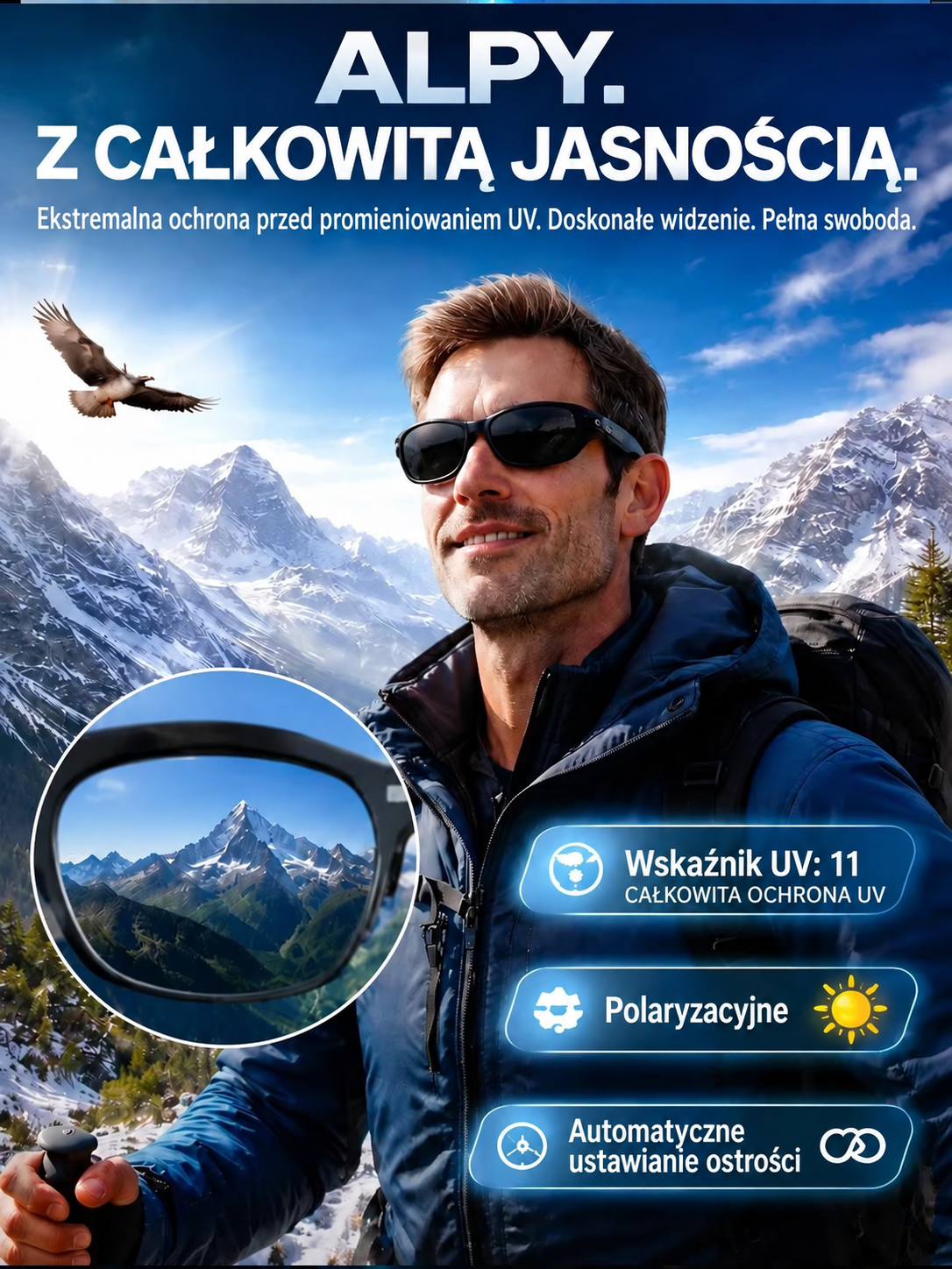 👩‍⚕️🐳Inteligentne okulary z zoomem, soczewkami fotochromowymi i funkcją tłumaczenia w czasie rzeczywistym za pomocą sztucznej inteligencji🐳