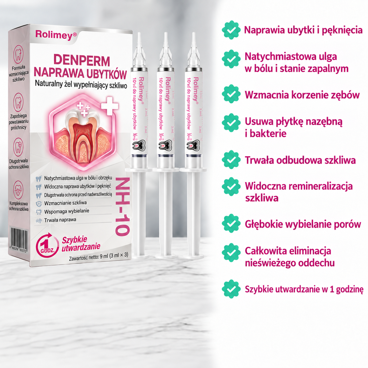 🇵🇱 Rolimey® DenPerm – Naturalny żel do odbudowy szkliwa i wypełniania ubytków