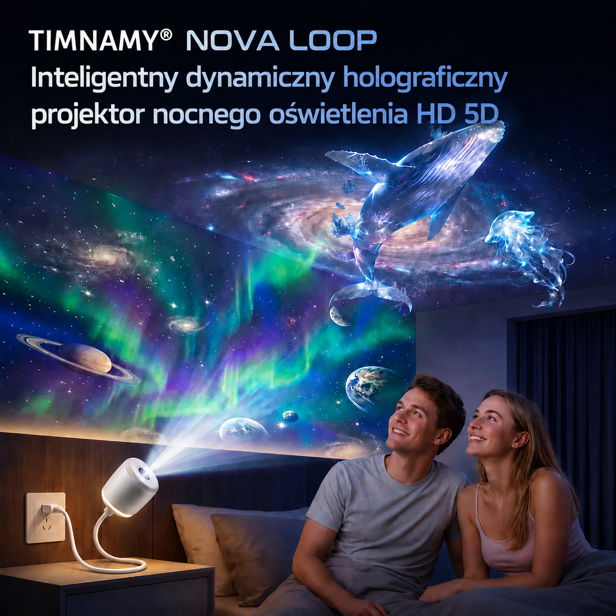 Inteligentny projektor nocny nowej generacji TIMNAMY® – dynamiczna, inteligentna projekcja holograficzna 5D w jakości HD 🐱🦝1