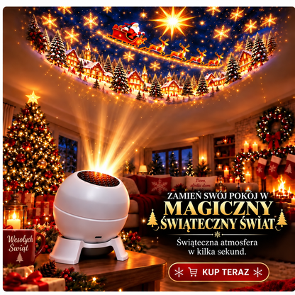 Zamień każde pomieszczenie w bajkową krainę Bożego Narodzenia – Świąteczna lampka nocna z projektorem 🎁