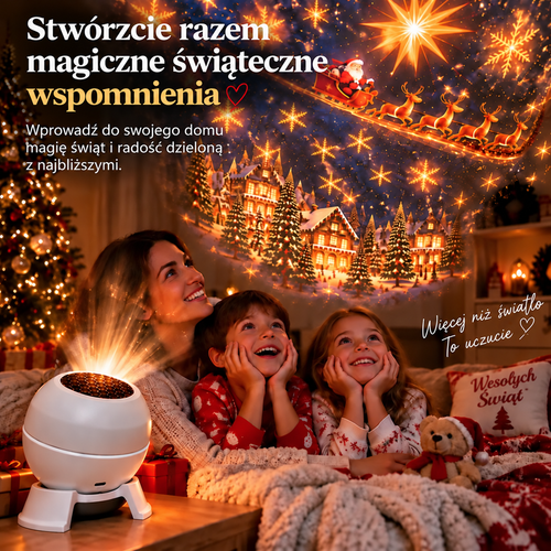 Zamień każde pomieszczenie w bajkową krainę Bożego Narodzenia – Świąteczna lampka nocna z projektorem 🎁